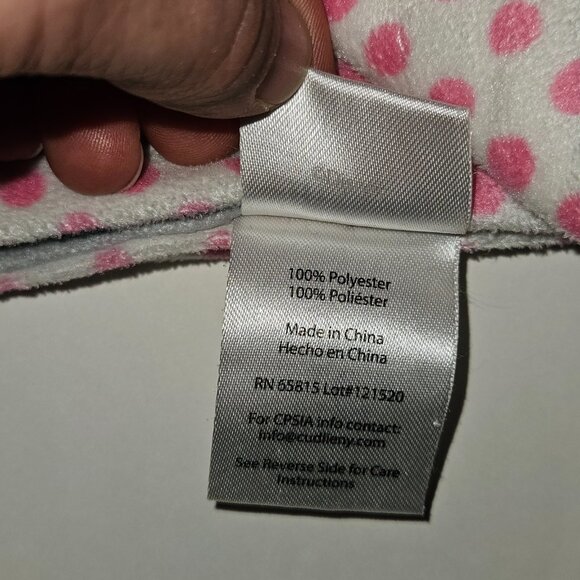 Disney Baby Minnie Mouse Reversible Blanket Gray White Pink Polka Dots Bow Hand - Picture 3 of 7